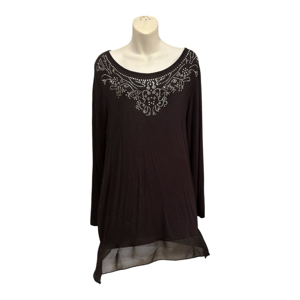 Esperanza Chic Black Embellished Women's Tunic size 1X